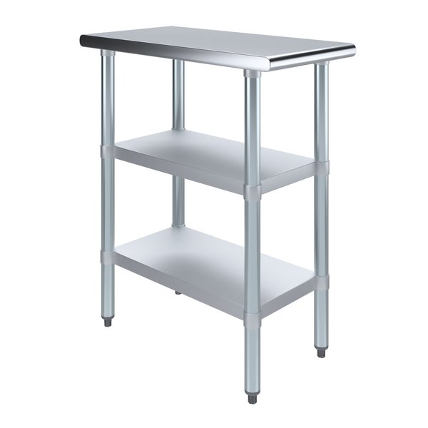 Amgood 30x15 Prep Table with Stainless Steel Top and 2 Shelves AMG WT-3015-2SH